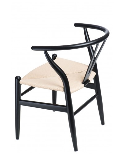 Krzesło Wicker Naturalne Czarny inspirow ane Wishbone