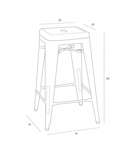 Stołek barowy Paris 66cm metaliczny inspirowany Tolix