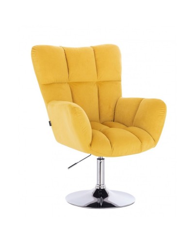 Żółty fotel poduszka PEDRO - dysk chrom