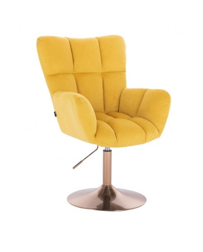 Żółty fotel poduszka PEDRO - złoty dysk
