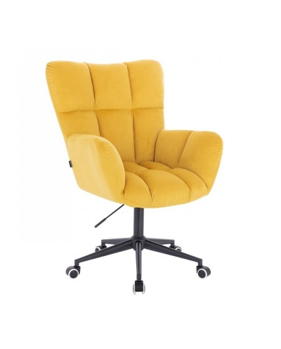 Żółty fotel poduszka PEDRO - kółka czarne