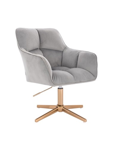 Komfortowy fotel welur stalowy PEDRO MINI - złoty krzyżak