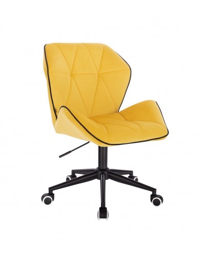 Obrotowy fotel w stylu skandynawskim CRONO żółty - kółka czarne