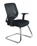 Czarne krzesło biurowe MOBI SKID konferencyjne - siatka