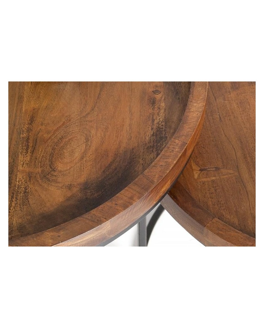INVICTA zestaw stolików MAKASSAR - lite drewno akacji, podstawa metalowa