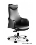 Skórzany fotel biurowy BLOSSOM HL czarny - skóra naturalna