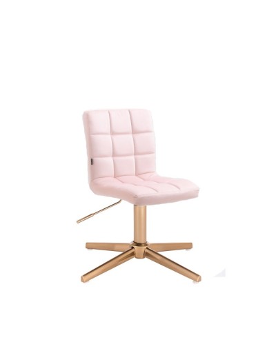 Glamour różowe krzesło pikowane CAMELIA pudrowy welur - złoty cross