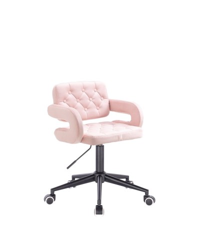 Mobilne krzesło w stylu loft SURF welur pudrowy róż - czarne kółka