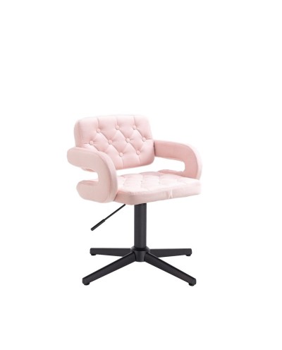 Tapicerowane krzesło loft SURF welur pudrowy róż - czarny krzyżak