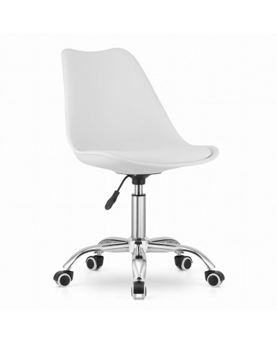 Biurowe krzesło obrotowe ALBA na kółkach - białe