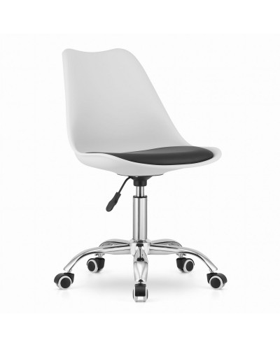 Biurowe krzesło obrotowe ALBA na kółkach - biało czarne