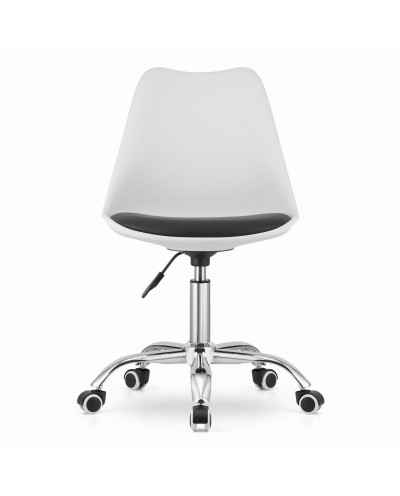 Biurowe krzesło obrotowe ALBA na kółkach - biało czarne