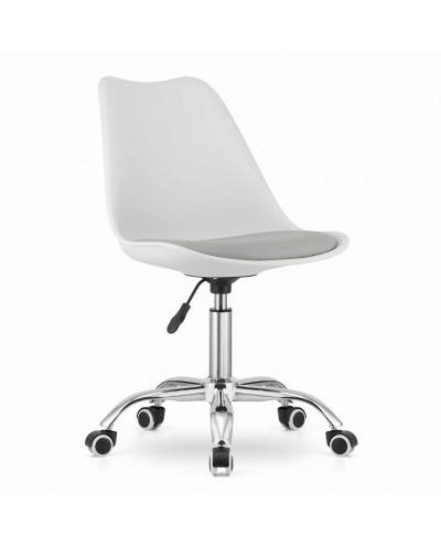 Biurowe krzesło obrotowe ALBA na kółkach - biało szare