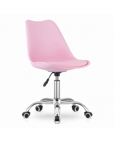 Biurowe krzesło obrotowe ALBA na kółkach - różowe