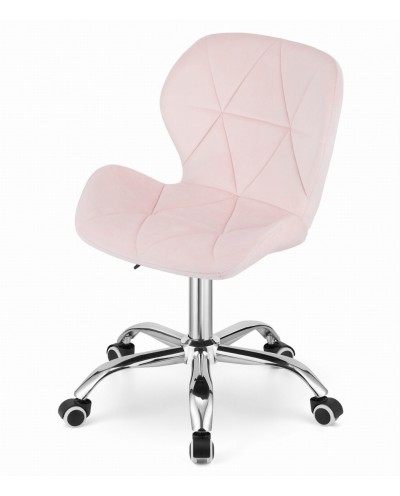 Krzesło obrotowe w stylu skandynawskim AVOLA - różowe aksamit