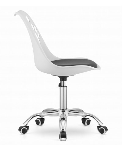 Krzesło obrotowe PRINT biało-czarne krzesło do biurka na kółkach