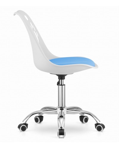 Krzesło obrotowe PRINT biało-niebieskie krzesło do biurka na kółkach
