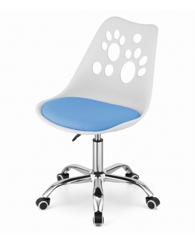 Krzesło obrotowe PRINT biało-niebieskie krzesło do biurka na kółkach