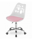Krzesło obrotowe PRINT biało-różowe krzesło do biurka na kółkach