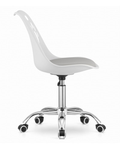 Krzesło obrotowe PRINT biało-szare krzesło do biurka na kółkach