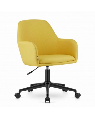 Tapicerowany fotel żółty materiałowy NARNI kółka