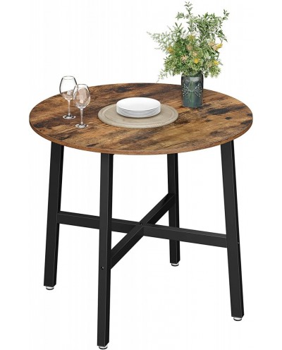 Okrągły stół w stylu LOFT drewno stolik czarne metalowe nogi