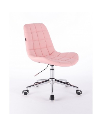 Krzesło z oparciem NIKLAS pudrowy róż - dysk chrom