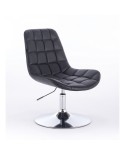 Krzesło z oparciem NIKLAS czarne ekoskóra - dysk chrom