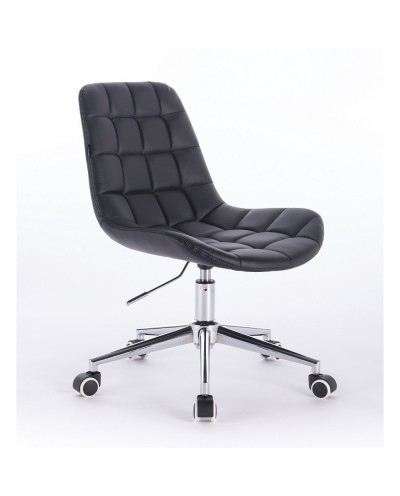 Krzesło z oparciem NIKLAS czarny ekoskóra - kółka chrom