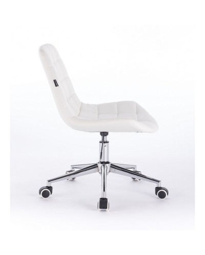 Krzesło z oparciem NIKLAS biały ekoskóra - kółka chrom
