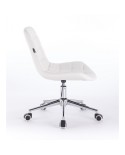 Krzesło z oparciem NIKLAS białe ekoskóra - kółka chrom