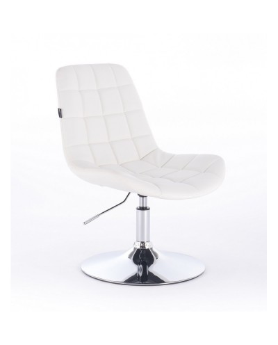 Krzesło z oparciem NIKLAS białe ekoskóra - dysk chrom