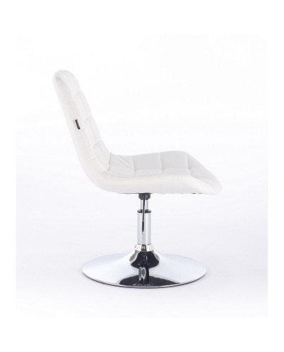 Krzesło z oparciem NIKLAS białe ekoskóra - dysk chrom