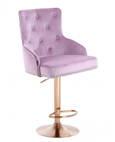 CLARIS elegancki fotel wrzosowy welur -wysoki złoty dysk