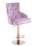 CLARIS elegancki fotel wrzosowy welur - złoty wysoki dysk