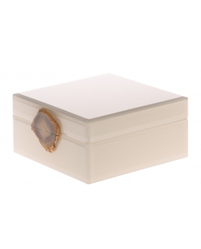 Pudełko ozdobne cofanetto z uchwytem z agatu 16x16x7,5cm