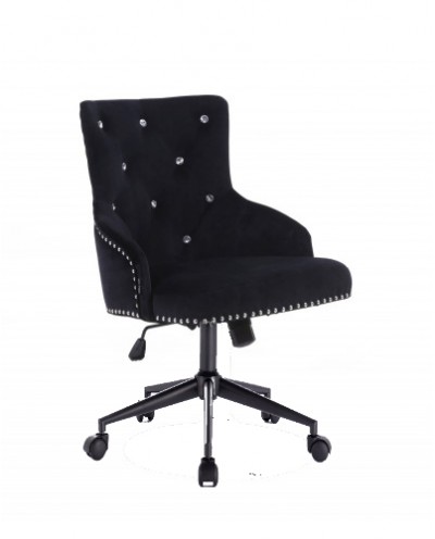 CLARIS fotel obrotowy biurowy czarny welur - kółka czarne