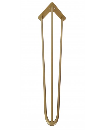 Metalowa noga Hairpin fi10 trzy pręty H71cm złota