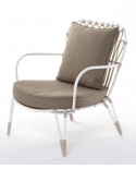 Fotel wypoczynkowy ivy 134x77x83cm aluminium biel poducha olefin beż z białą kedrą