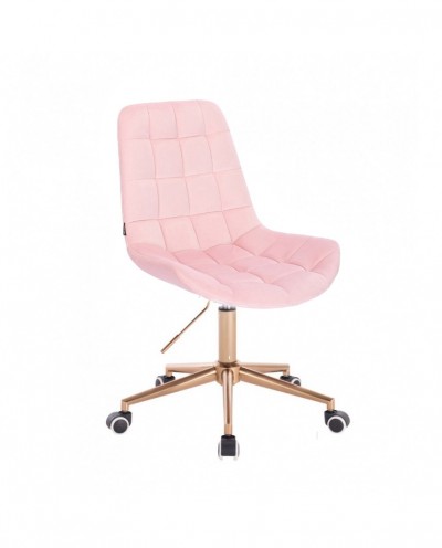 Krzesło styl skandynawski NIKLAS pudrowy róż - złote kółka