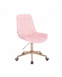 Krzesło styl skandynawski NIKLAS pudrowy róż - złote kółka