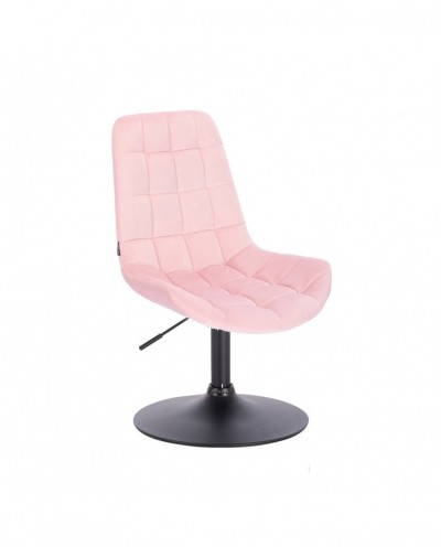 Krzesło loft NIKLAS pudrowy róż welur - podstawa czarna dysk