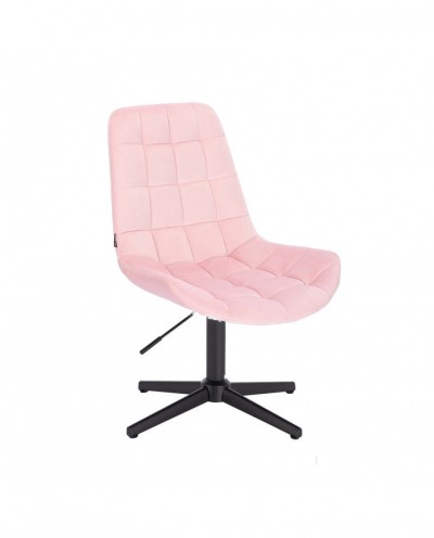 Krzesło w stylu loft NIKLAS pudrowy róż - czarna podstawa krzyżak