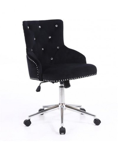 CLARIS fotel biurowy pikowany czarny welur - kółka chromowane