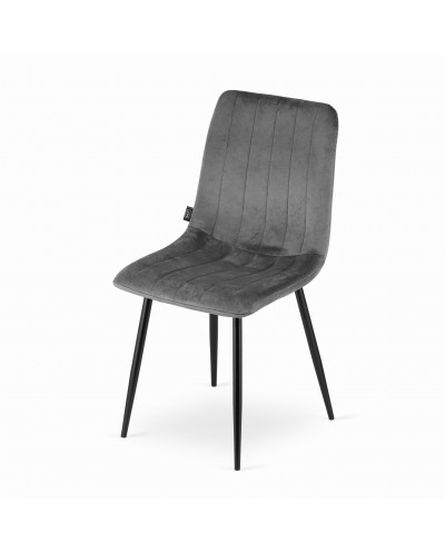 Krzesło LAVA - ciemny szary aksamit / nogi kolor czarny x 4