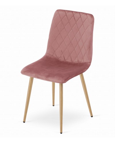 Krzesło TURIN - różowy aksamit / nogi kolor drewna x 4 szt