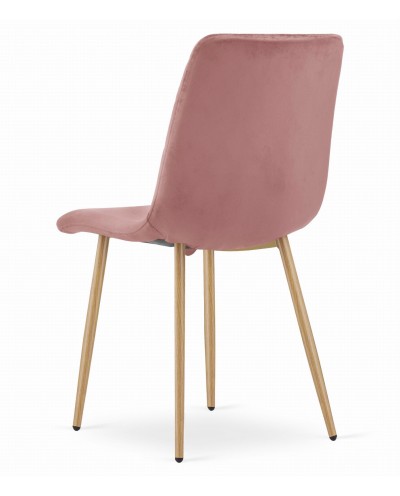 Krzesło TURIN - różowy aksamit / nogi kolor drewna x 4 szt