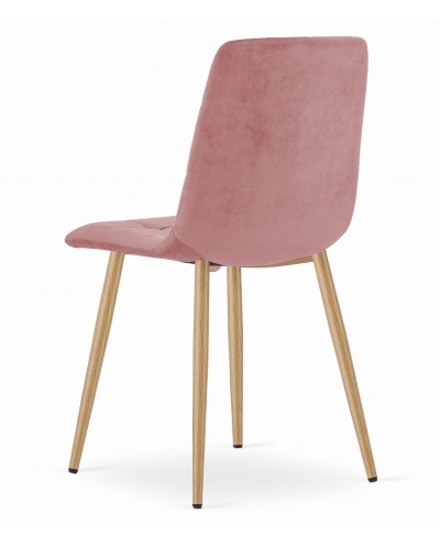 Krzesło KARA - różowy aksamit / nogi kolor drewna x 4 szt
