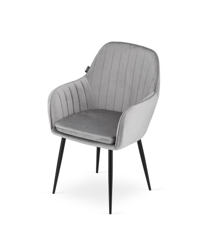 Krzesło LUGO - aksamit srebrno-szary / nogi czarne x 2 szt