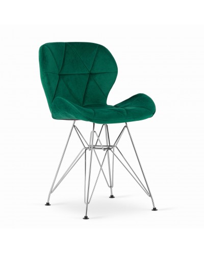 Krzesło NEST - aksamit zielony / nogi srebrne x 4 szt